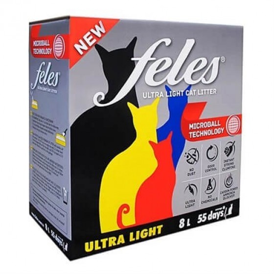 Feles Ultra Light Karbonlu Tozsuz Topaklaşan Kedi Kumu 8lt