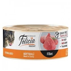 Felicia Tahılsız Kısırlaştırılmış Biftekli Fileto Kedi Konservesi 85gr Felicia Tahılsız Kısırlaştırılmış Biftekli Fileto Kedi Konservesi 85gr