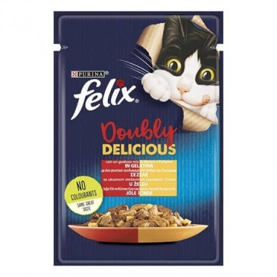 Felix Çifte Lezzet Sığır & Tavuklu Kedi Yaş Mama 85 Gr