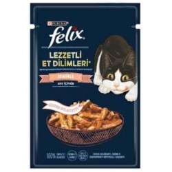 Felix Tasty Et Dilimleri Sos İçinde Somonlu Kedi Konservesi 80gr