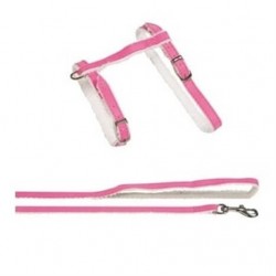 Flamingo Reflektörlü Kedi Göğüs Tasma Seti Pembe