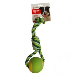 Flamingo Tenis Toplu İp Köpek Oyuncağı 10 cm Flamingo Tenis Toplu İp Köpek Oyuncağı 10 cm