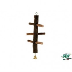 Fop Kuşlar İçin Ekolojik Ahşap Tırmanma Tünegi Zilli 28 Cm