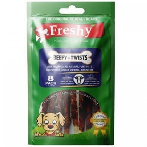 Freshy Beefy Twists Sığır Etli Burgu Çubuk Köpek Ödülü 75 gr 8 Adet