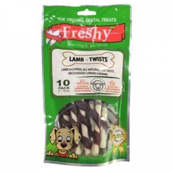 Freshy Lamb Twist Kuzu Etli Burgu Çubuk Köpek Ödülü 10 Adet 12 cm