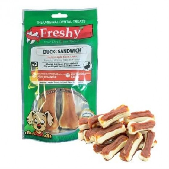 Freshy Duck Sandviç Ördek Etli Köpek Kemiği 80 gr 2 Adet