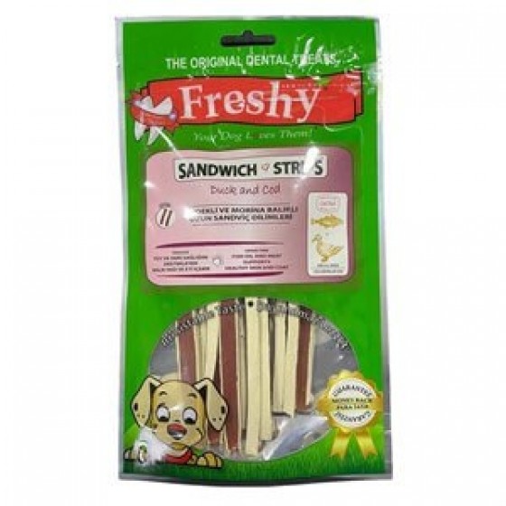 Freshy Sandwich Strips Ördekli ve Morina Balıklı Köpek Ödülü