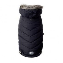 GF PET - Kürklü Kapşonlu Kalın Köpek Montu Siyah 2XS
