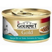 Proplan Gourmet Gold Parça Etli Soslu Somonlu Tavuklu Kedi Konservesi