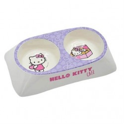 Hello Kitty İkili Melamin Kedi Mama ve Su Kabı 2 x 10 cm Lila