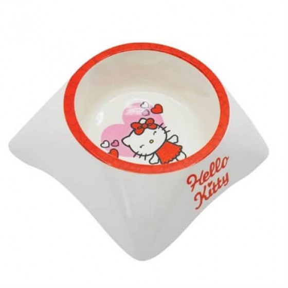 Hello Kitty Tekli Melamin Kedi Mama ve Su Kabı 10 cm Kırmızı