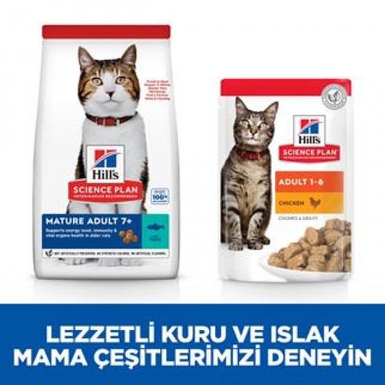 Hills Feline Mature +7 Yaşlı Tuna Balıklı Kedi Kuru Maması 1.5 Kg