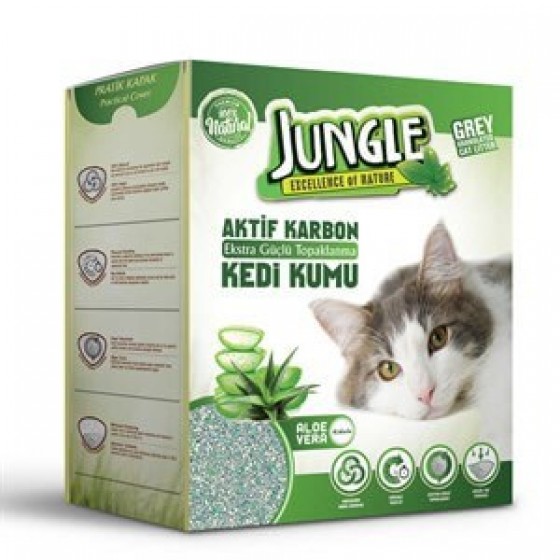 Jungle Karbonlu Aloe Veralı Gri Bentonit Kedi Kumu 6lt