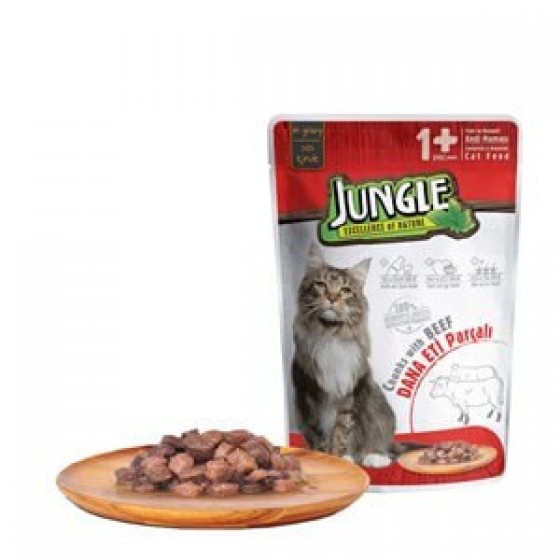 Jungle Pouch Kedi Biftekli Soslu Yaş Mama 100 gr.