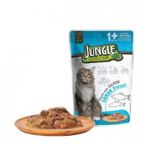 Jungle Pouch Kedi Somonlu Jöleli Yaş Mama 100 gr.