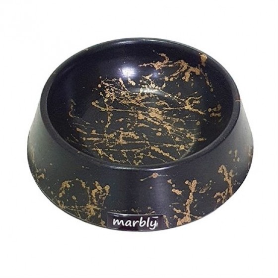 Marbly Black Gold Mermerit Kedi Mama Kabı 16 Oz