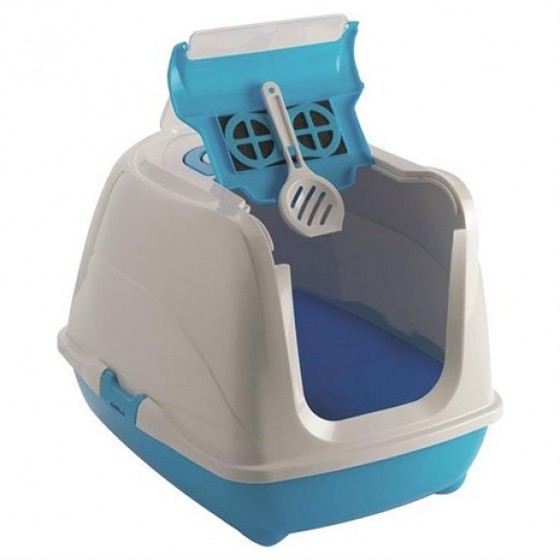 Moderna Flip Cat Filitreli Kapalı Kedi Tuvaleti Açık Mavi 50 Cm