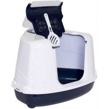 Moderna Flip Köşeli Filtreli Kapalı Kedi Tuvaleti Lacivert