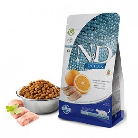 N&D Ocean Balıklı Portakallı Tahılsız Yetişkin Kedi Maması 1.5 Kg