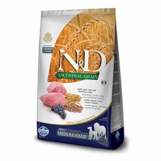 N&D Düşük Tahıllı Kuzu Etli Yaban Mersinli Yetişkin Köpek Maması 2.5Kg