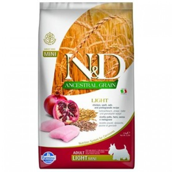 N&D Düşük Tahıllı Light Mini Tavuklu Narlı Köpek Maması 2.5Kg