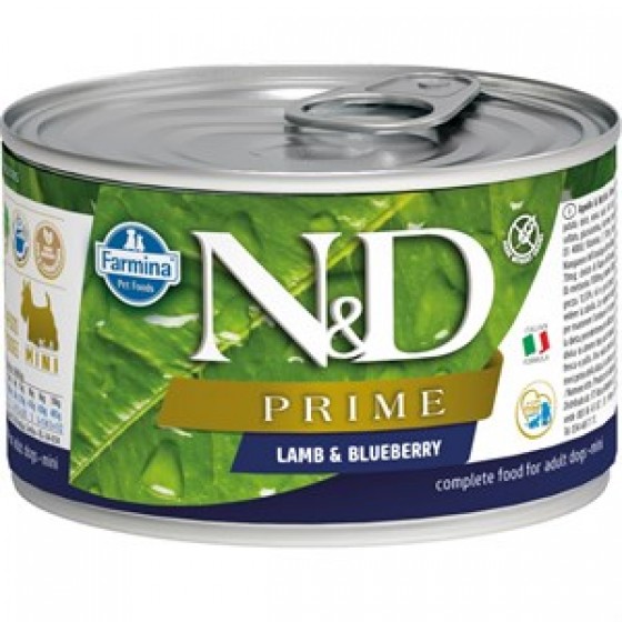 N&D Mini Prime Kuzulu Yaban Mersinli Köpek Konservesi 140 GR