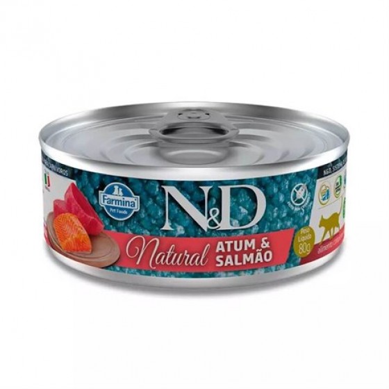 N&D Natural Cat Ton Balıklı Somonlu Kedi Konservesi 80 Gr