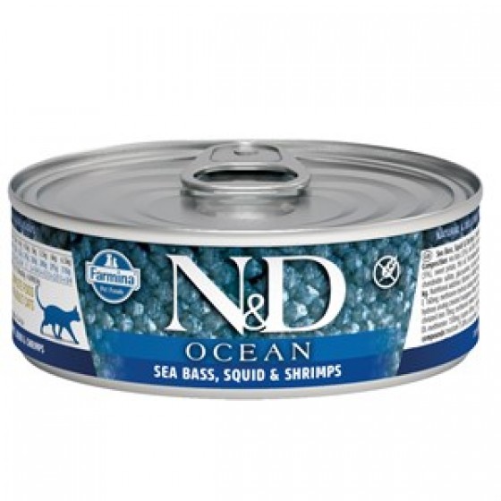 N&D Ocean Ton Balığı Kalamar ve Karidesli Kedi Konservesi 80 Gr