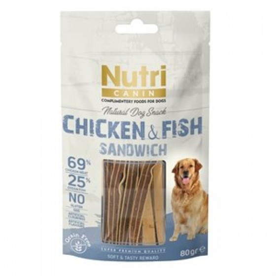 Nutri Canin Tahılsız Tavuklu Balıklı Köpek Ödül Maması 80gr