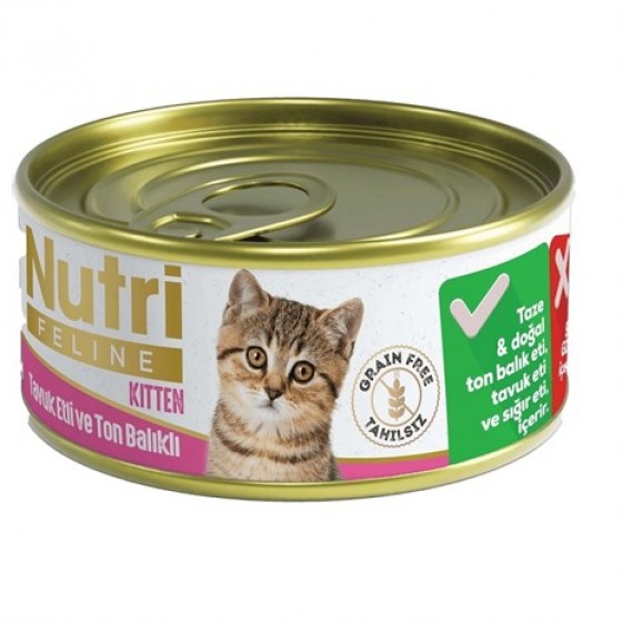 Nutri Feline Kitten Tavuklu Ton Balıklı Yavru Konservesi 85 Gr