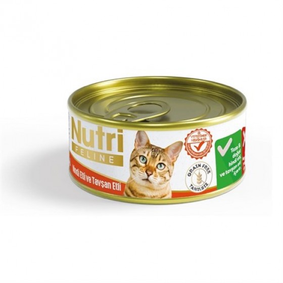 Nutri Feline Tahılsız Hindi ve Tavşan Etli Kedi Konservesi 85 Gr