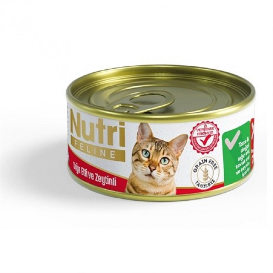 Nutri Feline Tahılsız Sığır Etli Zeytinli Kedi Konservesi 85 Gr