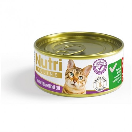 Nutri Feline Tahılsız Tavuk Etli Hindili Kedi Konservesi 85 Gr