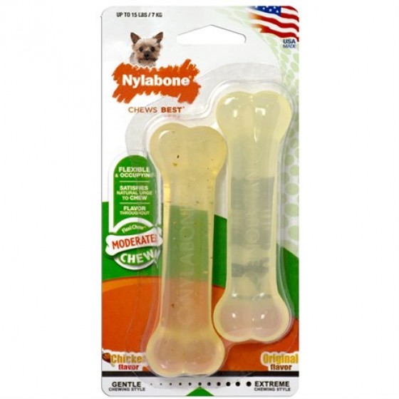 Nylabone Twin Pack Tavuk Aromalı Çiğneme Kemiği 2li XS