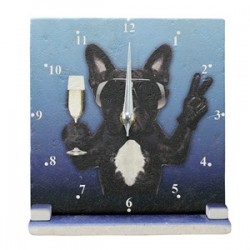 Petdesign French Bulldog Doğal Taş Masa ve Duvar Saati 15x15 cm Petdesign French Bulldog Doğal Taş Masa ve Duvar Saati 15x15 cm