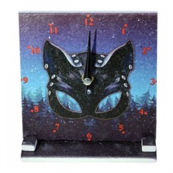 Petdesign Kedi Kadın Doğal Taş Masa ve Duvar Saati 15x15 cm