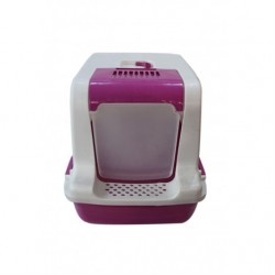 Petstyle Jumbo Teraslı Kapalı Kedi Kum Kabı Pembe