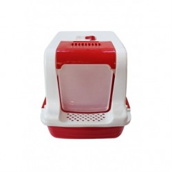 Petstyle Jumbo Teraslı Kapalı Kedi Kum Kabı Kırmızı