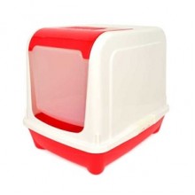 Petstyle Üstten Açılır Kapalı Kedi Tuvalet Kabı Kırmızı