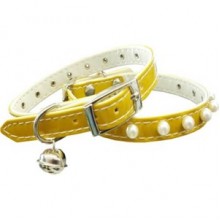 PisyCat İncili Kedi Tasması Sarı 10 mm 30 Cm