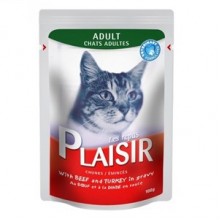 PLAISIR Yetişkin Kedi Konservesi Biftek ve Hindili 100 Gr