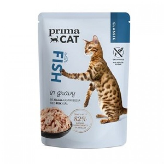 PrimaCat Balıklı Jöleli Pouch Tahılsız Kedi Konservesi 85gr