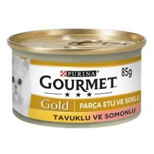 Proplan Gourmet Gold Parça Etli Soslu Somonlu Tavuklu Kedi Konservesi