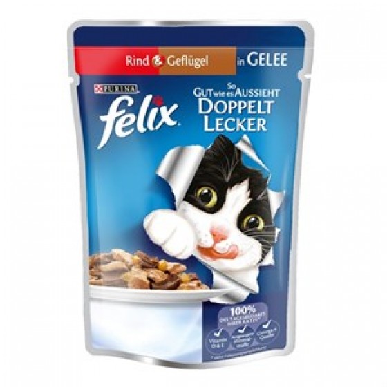 Felix Çifte Lezzet Sığır & Tavuklu Kedi Yaş Mama 85 Gr