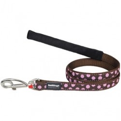 Red Dingo Benekli Uzatma Köpek Tasması 120 Cm / 25 mm Kahve-Pembe