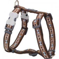 Red Dingo Bone Yard Desenli Köpek Göğüs Tasması 20 mm Kahverengi