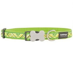 Red Dingo Flanno Desenli Köpek Boyun Tasması Yeşil 12 mm