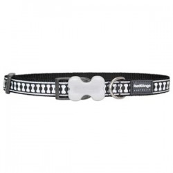 Red Dingo Fosforlu Kemik Desenli Köpek Boyun Tasması 12 mm Siyah