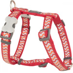 Red Dingo Fosforlu Ziggy Desenli Köpek Göğüs Tasması Kırmızı 25mm