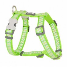 Red Dingo Fosforlu Ziggy Desenli Köpek Göğüs Tasması Yeşil 25mm